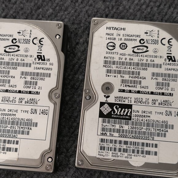 2pc - Hitachi SAS LOT HUC101414CSS300 146GB Hard Drive 10K RPM N13508 SUN 6gbspd - Picture 4 of 4